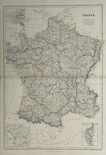 Mappa antica 1860 Francia