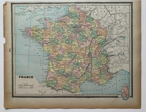 1893 mappa della francia - della,