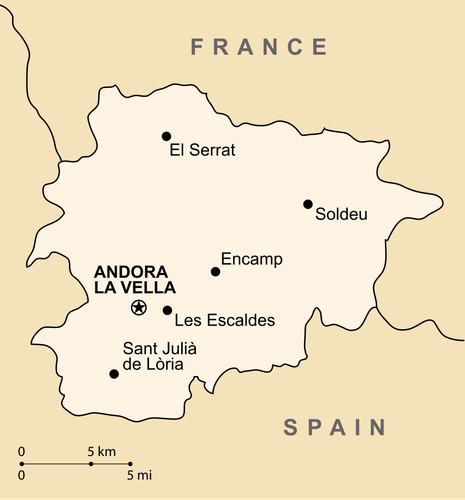 Andorra mappa politica europa - mappa,